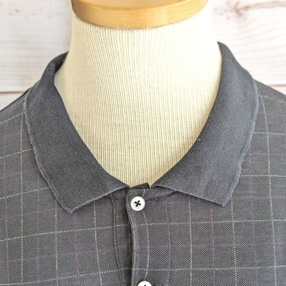 Polo By Ralph Lauren Vintage Plaid Golf Shirt in Black and Purple Checker Sz XL - Picture 2 of 9